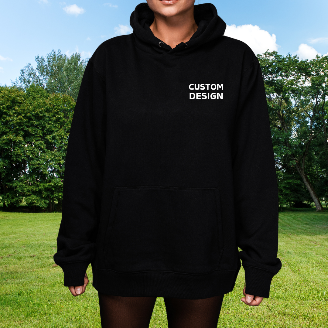 Custom Front and Back Printed Black Hoodies